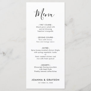 Menu Élégant minimaliste simple Mariage moderne