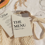 Menu Elégant moderne Black Cream Bold Retro Mariage<br><div class="desc">Un menu de dîner mariage moderne et coloré rétro et moderne. Ce qui présente le design modèle chic de boho vintage crémeux arrière - plan d'ivoire et la typographie noire. Parfait et assorti à toute la suite.</div>