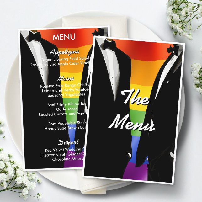 Menu élégant moderne de mariage arc-en-ciel pour h (Créateur téléchargé)