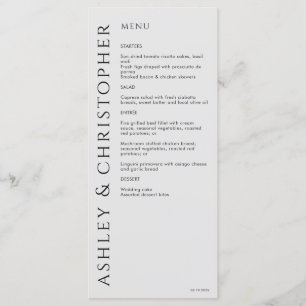 Menu Élégant moderne fumée Mariage noir