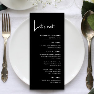 Menu Élégant & Moderne Mariage en noir et blanc Let's e