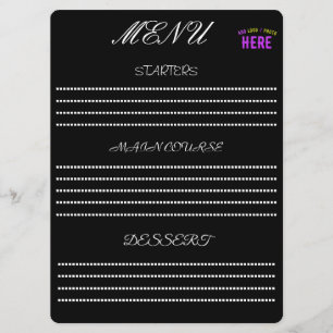 MENU ÉLÉGANT MODERNE PERSONNALISABLE NOIR MARQUE VERIFI