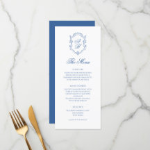 Élégant Monogramme bleu Crest Mariage de script of