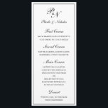 Menu Élégant Monogramme formel Mariage traditionnel<br><div class="desc">Menu mariage classique et classe avec un design simple avec vos deux monogrammes initiaux, noms et en-têtes de cours dans une calligraphie élégante. Ce design classique noir et blanc est parfait pour un mariage formel. Les menus mariages sont un excellent moyen d'ajouter un élément de style et de formalité à...</div>