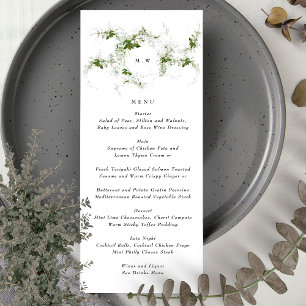 Menu Élégant monogramme   Mariage de couronne d'eucalyp