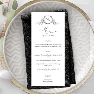 Menu Élégant Monogramme Mariage de la couronne