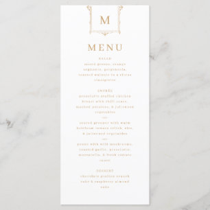 Menu Élégant Monogramme Vintage Mariage noir et blanc