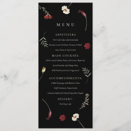 Menu Élégant Moody Automne Fleur sauvage Mariage d'auto