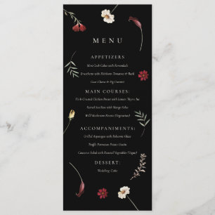 Menu Élégant Moody Automne Fleur sauvage Mariage d'auto