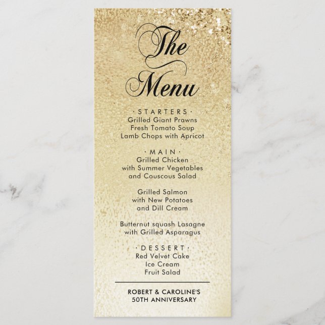 Menu Élégant Or 50e Anniversaire (Devant)