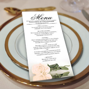 Menu Élégant Pale Peach Rose Réflexions Mariage