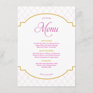 Menu Élégant Parti Motif de diamants rose or moderne