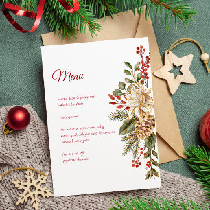 Menu Élégant Pins à fleurs aquarelle