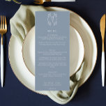Menu Élégant poitrine florale Monogramme Dusty Mariage<br><div class="desc">Elevez votre réception de mariage avec notre élégant Monogramme de Cimier Floral Dusty Blue Wedding Menu. Avec un fond bleu poussiéreux sophistiqué et un monogramme de crête florale magnifiquement travaillé, ce menu ajoute une touche d'élégance intemporelle à votre journée spéciale. Parfait pour les couples à la recherche d'un look raffiné...</div>