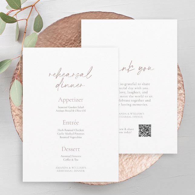 Menu élégant pour le dîner de répétition – Carte r (Créateur téléchargé)
