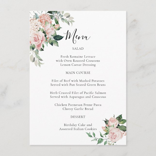 Menu Élégant pour Occasion Spéciale aux Fleurs Ros (Devant)