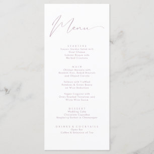 Menu Élégant rose blanc Calligraphie Mariage de script