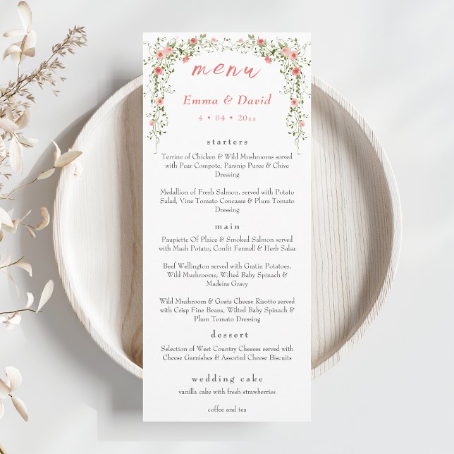 Menu Élégant rose couleur rose  Script Mariage (Créateur téléchargé)