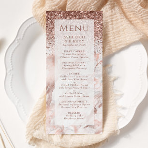 Menu Elégant Rose Gold Faux Parties scintillant Marbre