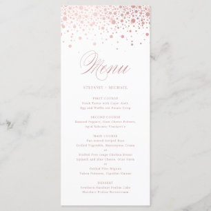 Menu Elégant Rose Gold Foil Confetti Mariage