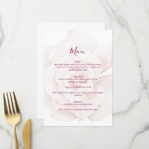 Menu Élégant rose poudrée rose aquarelle floral mariage