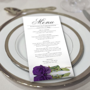 Menu Élégant Rose Royal violet avec Mariage Réflexions
