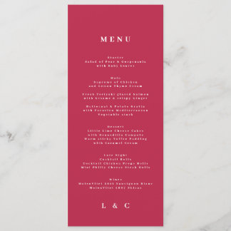 Menu Élégant rouge foncé Magenta Mariage classique
