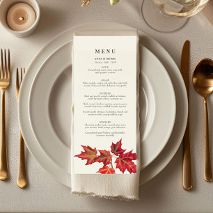 Menu Élégant rouge orange Feuilles de automne Mariage