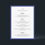 Menu Elégant Royal Blue Monogram Mariage moderne<br><div class="desc">Menus mariages modernes avec un design épuré avec des polices serif et script.</div>