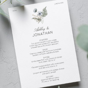Menu Élégant Rustique moderne Mariage Fleur sauvage