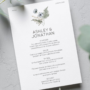 Menu Élégant Rustique moderne Mariage Fleur sauvage