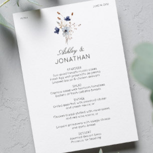 Menu Élégant Rustique moderne Mariage Fleur sauvage