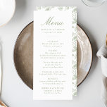 Menu Élégant Sage Chinoiserie Victorien Floral Mariage<br><div class="desc">Créez une expérience culinaire étonnante avec notre menu Elegant Sage Green Chinoiserie Floral mariage. Doté d'une élégante calligraphie verte sauge sur un arrière - plan blanc immaculé, ce menu personnalisable permet aux couples d'ajouter leur nom, leur date de mariage et des offres de menu personnalisées. Le dos présente un magnifique...</div>