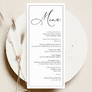 Menu Elegant Script Sage Green Simple Wedding Dinner Me