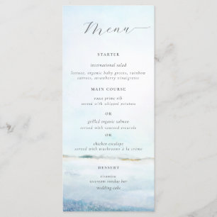 Menu Elégant Simple Watercolor Plage Mariage côtier