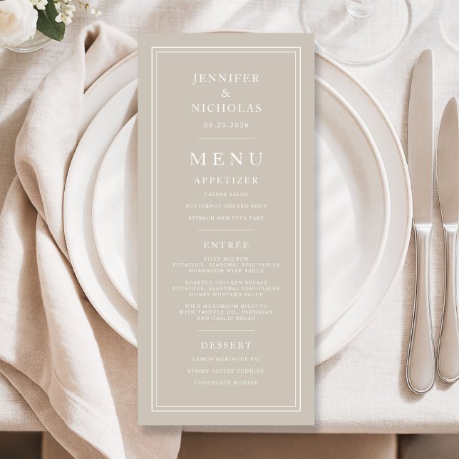 Menu Elegant Taupe Wedding (Elegant Taupe Wedding Menu)