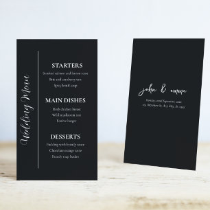 Menu Elégant thème Mariage noir et blanc