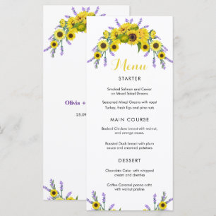 Menu Élégant Tournesol et Fête de Mariage Florale au La