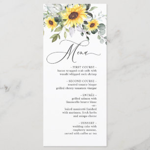 Menu Elégant tournesol Eucalyptus Mariage de verdure