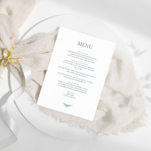 Menu Élégant Vintage Floral Blue Mariage
