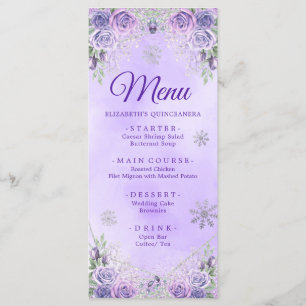 Menu Élégant violet flocon de neige Noël Mis Xv Años