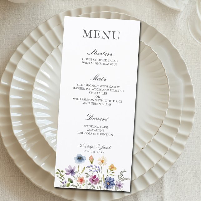Menu Elegant Wildflower Spring Wedding Dinner (Créateur téléchargé)