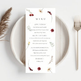 Menu Elégante aquarelle automne Fleur sauvage Mariage d
