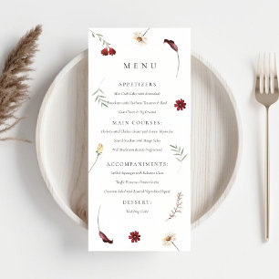 Menu Elégante aquarelle automne Fleur sauvage Mariage d