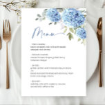 Menu Elégante aquarelle bleu Hydrangea Mariage<br><div class="desc">Pour plus de personnalisation,  cliquez sur le lien "customiser plus" et utilisez notre outil de conception pour modifier ce modèle.</div>