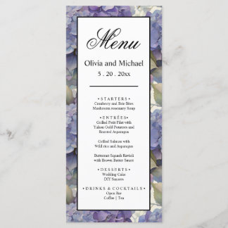 Menu Elégante aquarelle bleu violet poussiéreuse