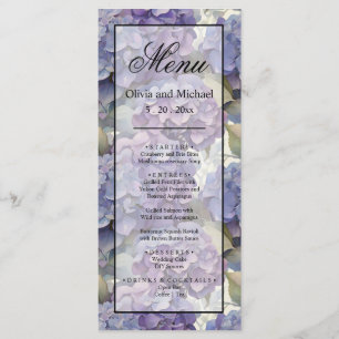 Menu Elégante aquarelle bleu violet poussiéreuse