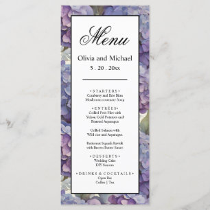 Menu Elégante aquarelle bleu violet poussiéreuse