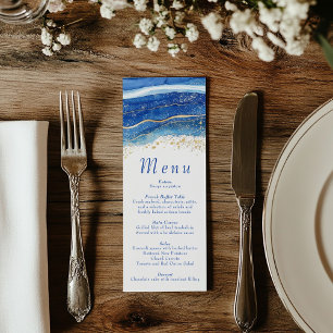Menu Elégante aquarelle bleue et or