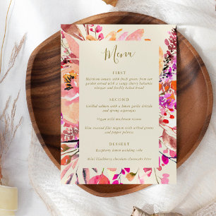 Menu Elégante Aquarelle rose Floral Mariage personnalis